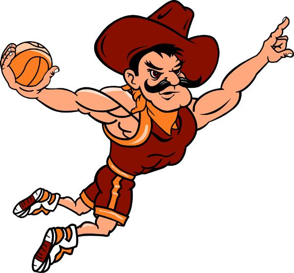 Cowboy basketball player team mascot vinyl sports decal. Cowboy Basketball